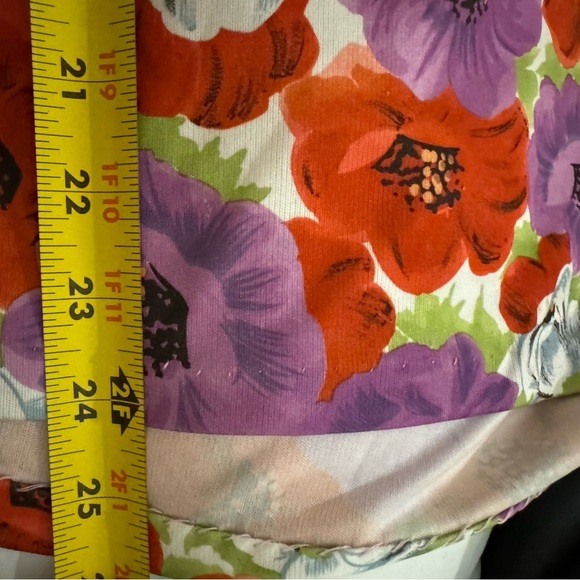 1970’s Floral Flower Power Womens Collared Blouse Bow Tie Top Medium Vintage - Picture 9 of 10